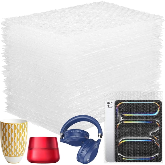 50PCS 10x12 Inch Bubble Pouch Wraps, Clear Bubble Out Bags for Packing, Double Walled Shockproof Foam Cushioning Bags for Moving and Shipping Fragile Item