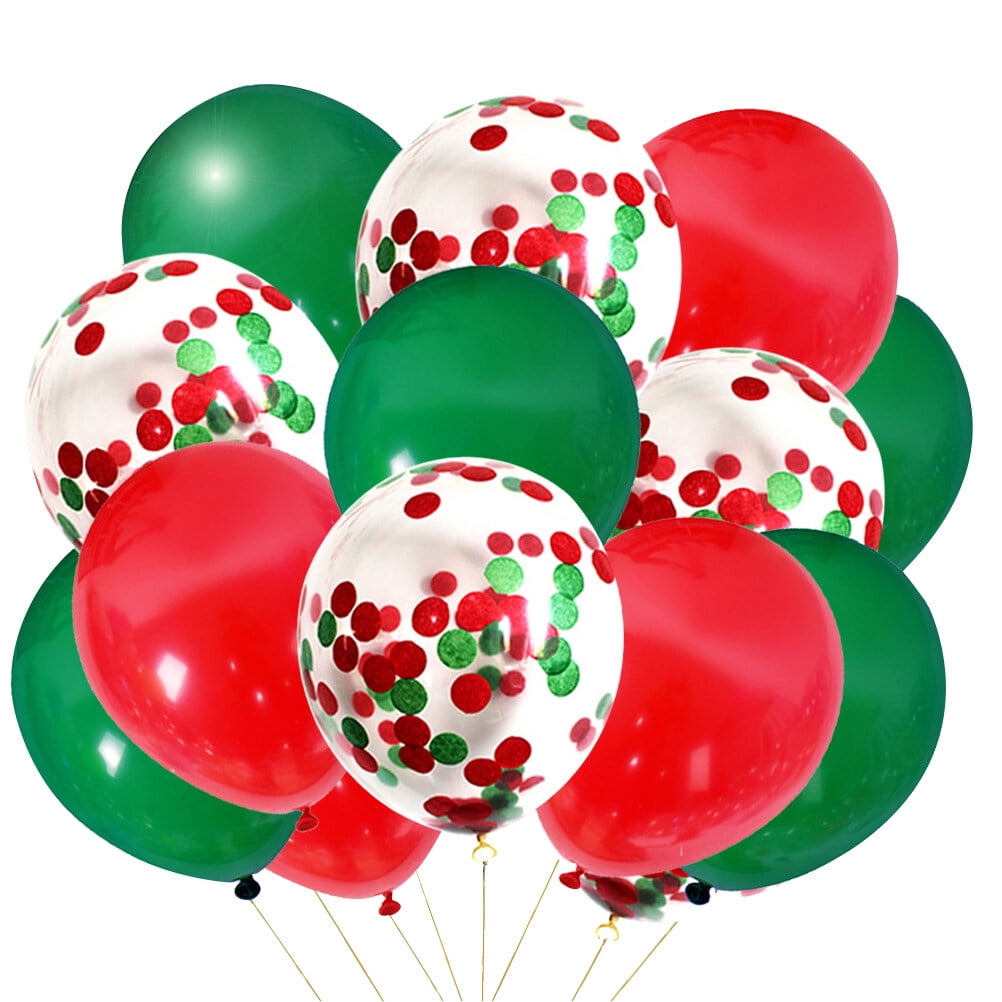 50PCS 12-Inch Christmas Balloons Red and Green Confetti Balloons (Red Green)