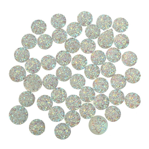 50PCS 12mm Round Resin Rhinestone Beads Flatback Craft AB Color
