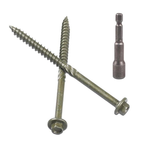 50PCS #14 x 4 Inch Wood Structural Screws Timber Screws - Rust Resistant Hex Head Lag Bolts for Wood Construction, Timber Framing & Landscaping Projects (Green)