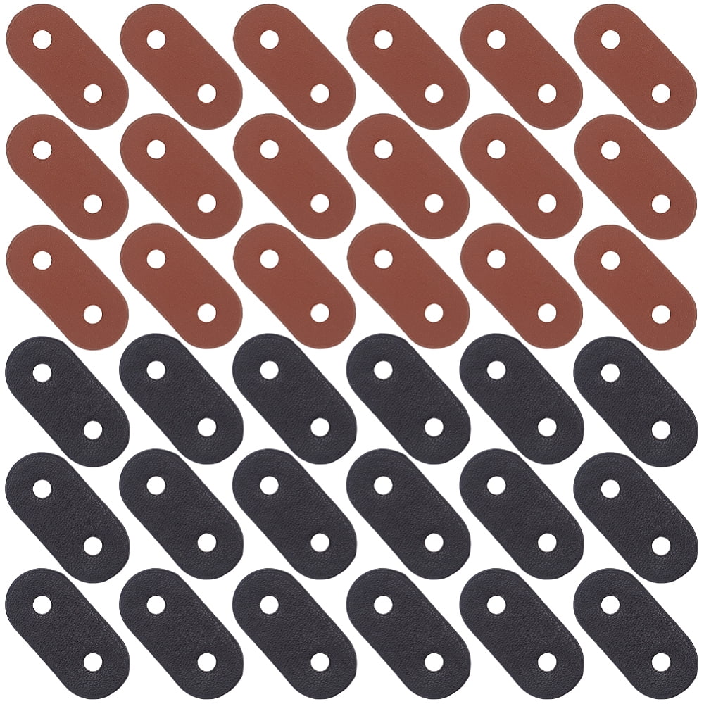 Drawstring Slider 50PCS 2 Colors PU Leather Oval Toggle Stoppers Two Hole Cord Locks ...