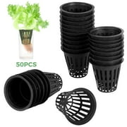50PCS 2" Net Cups, Plastic Hydroponics Cups, Slotted Mesh Net Pots, Wide Lip Planting Baskets for Indoor or Outdoor Aquaponics & Hydroponics Gardens