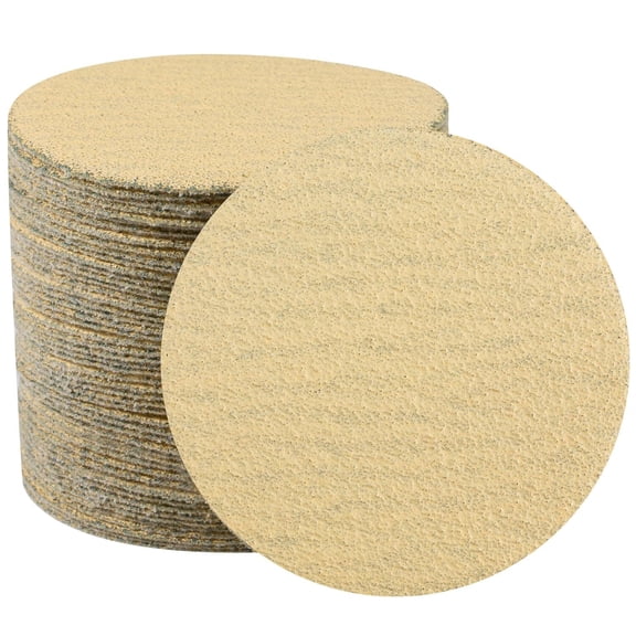 50PCS 3 Inch Hook and Loop 220 Grit 0 Hole Gold Sanding Discs for Orbital Sander