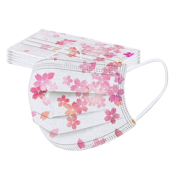 50PCS 3-Ply Breathable Printed Disposable Face Masks Small Size Protective Ear Loop Masks For Daily Outdoor Use(Style A-White-14X7CM)