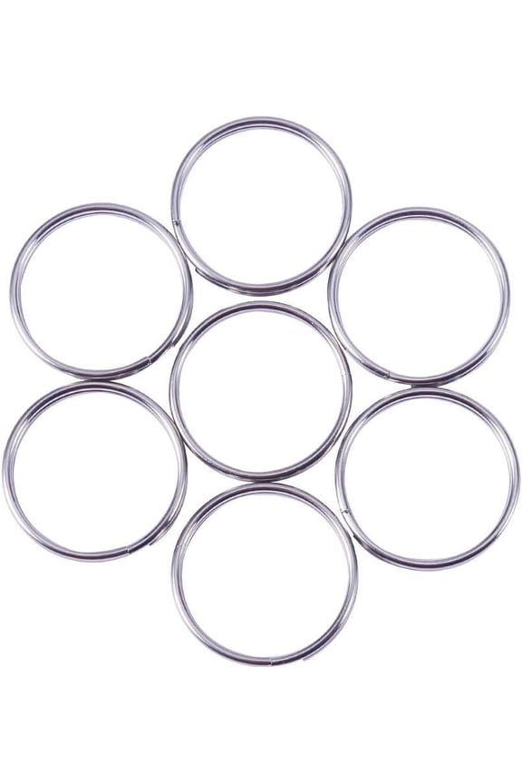 50PCS 304 Stainless Steel Round Edged Split Circular Ring Key Rings Key Chain Ring Clips for Home Car Keys Organization - 0.59'' 15mm Diameter Silver