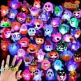thumbnail image 1 of 50PCS 3D Light-Up Halloween Rings - Bulk LED Flashing Toys for Kids, Glow in The Dark Party Favors, Non-Candy Treats, Goodie Bag Fillers & Party Supplies Decorations, 1 of 7