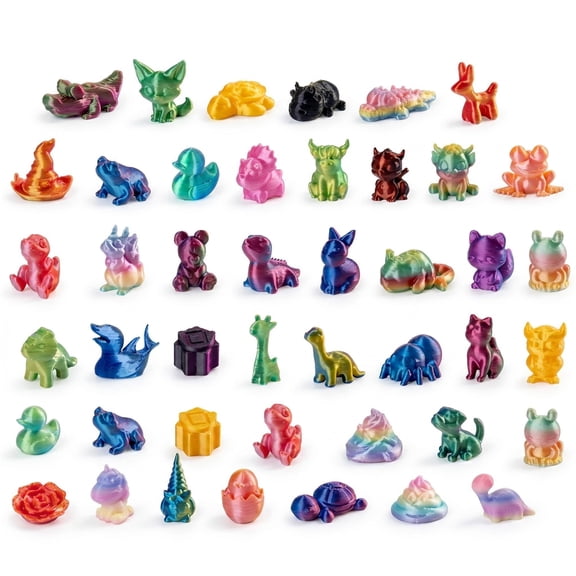 50PCS 3D Printed Animals Set Small Cute Animal Figurines