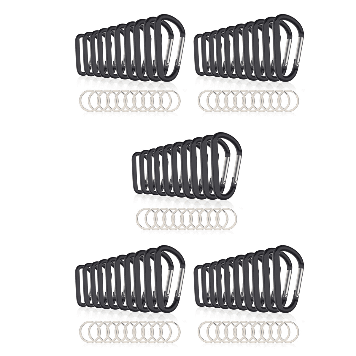 50PCS 3inch/8CM Aluminum Carabiner Clips,Premium D-Ring Caribeaner with Keyring for Home RV Camping Fishing