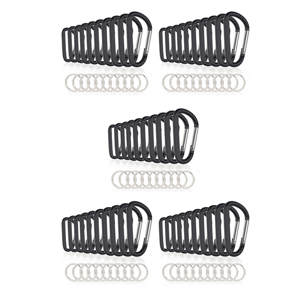 50PCS 3inch/8CM Aluminum Carabiner Clips,Premium D-Ring Caribeaner with Keyring for Home RV Camping Fishing