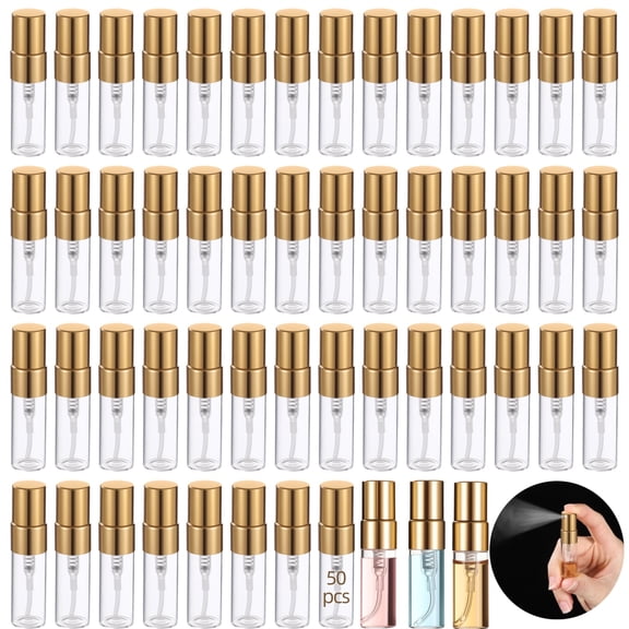 50PCS 3ml Spray Bottles, Mini Clear Glass Perfume Bottles, Portable Refillable Spray Containers, Fine Mist Spray Empty Essential Oil Spray Bottles, Fragrance Sample Atomizer for Home Travel
