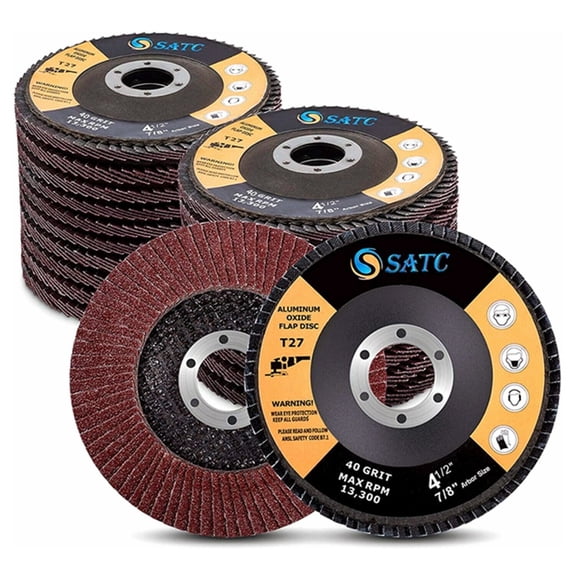 S SATC 50PCS 4-1/2" Flap Disc 40 Grit 4.5" x 7/8" Angle Grinder Sanding Grinding Wheels