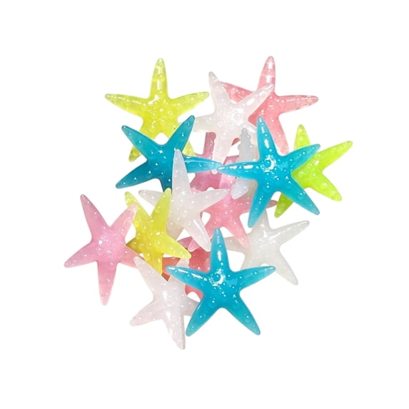 50PCS 4cm Luminous Sea Star Aquarium Decoration Stones Bright Seaside Shine-in-the-Dark Rocks Aquarium Landscaping Decor for Fish Tank DIY Ornament