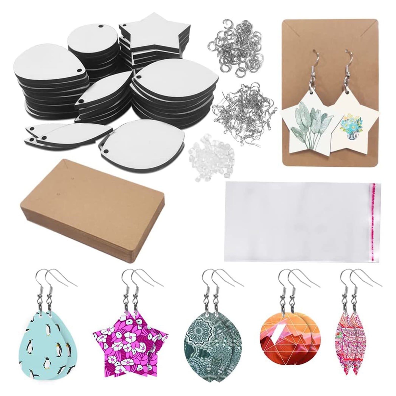 50PCS 5 Shape Sublimation Blanks Products Blanks for Women Girls DIY Christmas Jewelry Making Sublimation DIY Craft