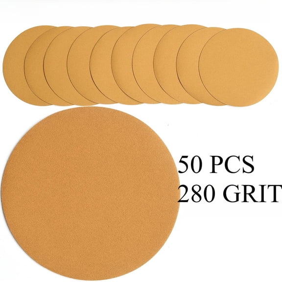 50PCS 6 Inch No Hole Sanding Discs 280 Grit Hook and Loop Sandpaper for Metal