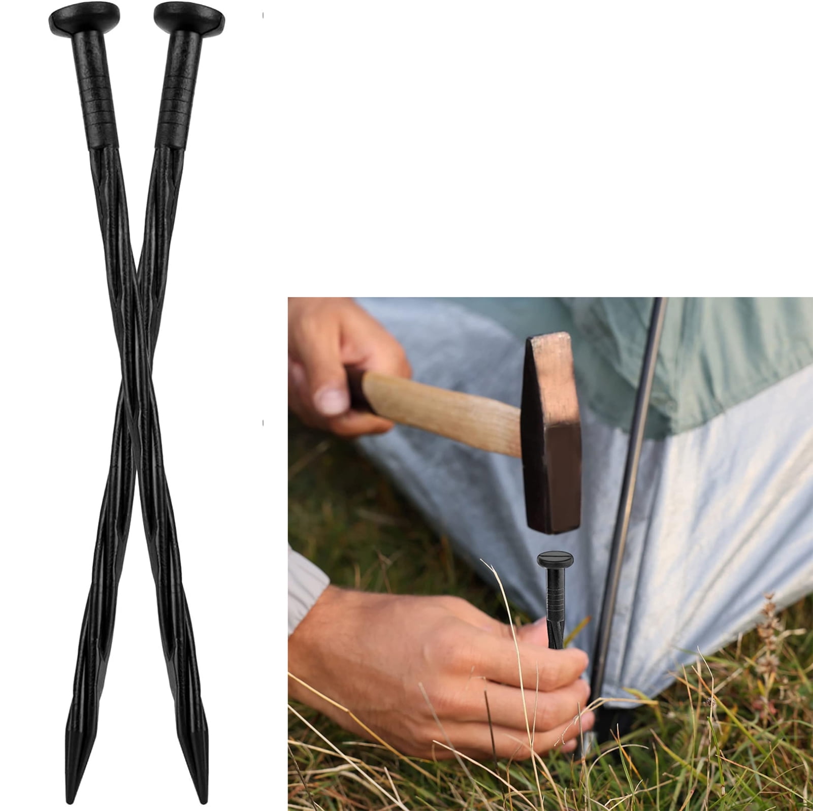 20 Pcs Plastic Ground Stakes 9.6 Inch Landscape Edging Stakes Tent Pegs Spikes For Campings Outdoor Edging And Terrace Board And Garden Lawn Sturdy Canopy Stakes For Sand Beach Woodsblack