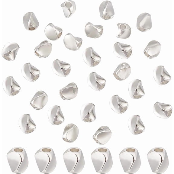 50PCS 925 Sterling Silver Beads for Jewelry Making 4.5mm Triangle Brass Spacer Beads Long-Lasting Plated Loose Beads Earring Jewelry Making Hole: 1.8mm 925 Sterling Silver Plated