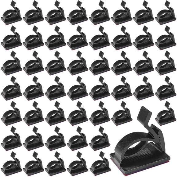 50PCS Adjustable Cable Clips Self Adhesive Cord Organizer - Sticky Wire Clamp Management Cord Holder for Car Dash Cam Home Office Desk Wall Tables