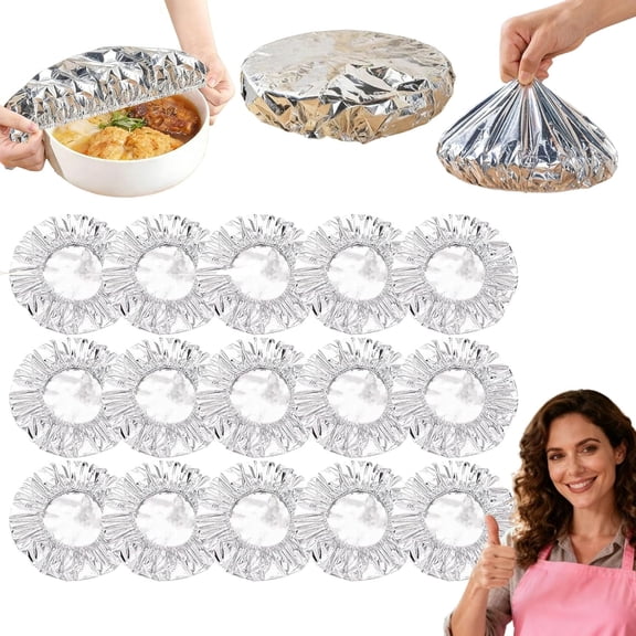 50PCS Aluminum Foil Heat-Retaining Cover for Home Dining Tables and Food Containers, Kitchen Freshness Preservation and Insulation, Reusable Aluminum Foil Food Covers for Kitchen