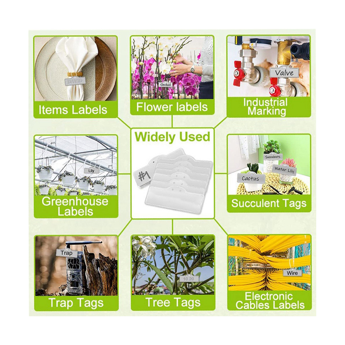 50PCS Aluminum Plant Labels Tree DoubleSided Tags with Metal Wires for