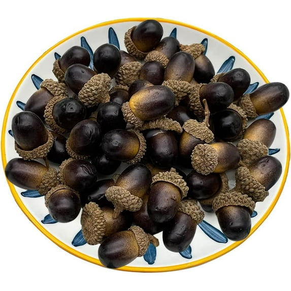 50PCS Artificial Acorn Fake Nutty Simulation Fruit Natural Decorate Craft Wedding Festival Party Ornament Vase Filler Table Showcase Kitchen Model