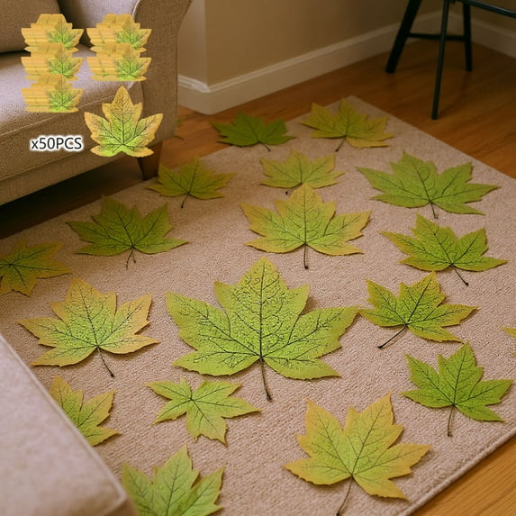 50PCS Artificial Maple Leaves Orange | Fall Decor 3.9"x3.5" | Faux Autumn Leaves for Thanksgiving Wedding Party Harvest, Plastic Realistic Vein Pattern, Seasonal Table Centerpieces