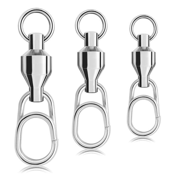 50PCS Ball Bearing Fishing Swivel Fast Snap Split Ring 33-220lb Quick Clip Connector