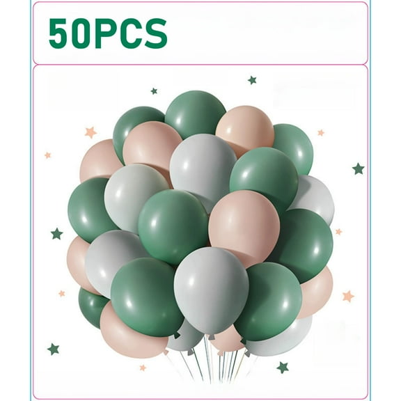 Pink and Dusty Green Balloons,50Pcs 12 Inch Brown Nude Boho Nude Balloons, with Ribbon for Girls Women Birthday Baby Shower Wedding Tea Party Decorations
