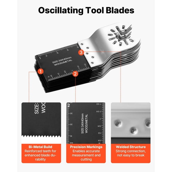 50PCS Bi-Metal Oscillating Saw Blades, Universal Quick Release Oscillating Multi Tool Blades, Multitool Tool Blades for Nails, Soft Metal, Wood, Compatible with Dewalt Milwaukee Bosch Ryobi