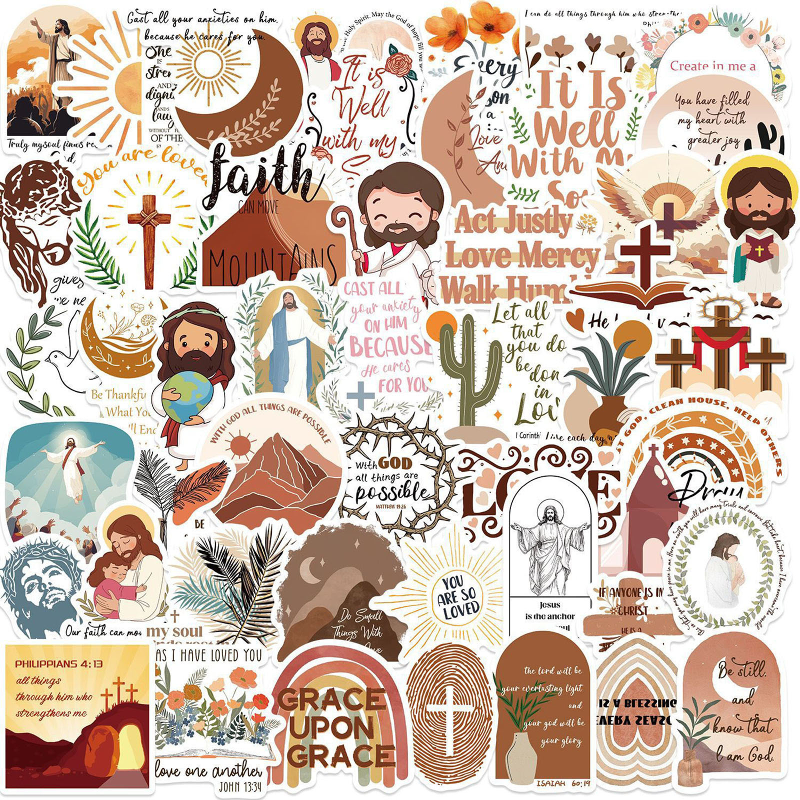 50PCS Bible Verse Stickers, Christian Stickers for Kids, Inspirational ...