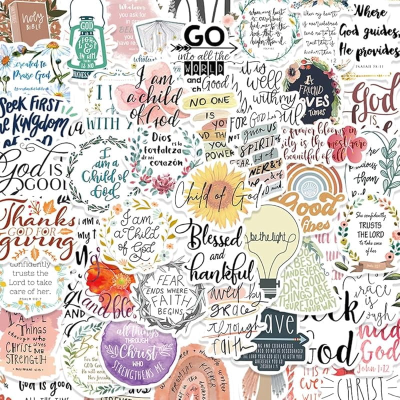 50PCS Bible Verse Stickers, Christian Stickers for Kids, Inspirational ...