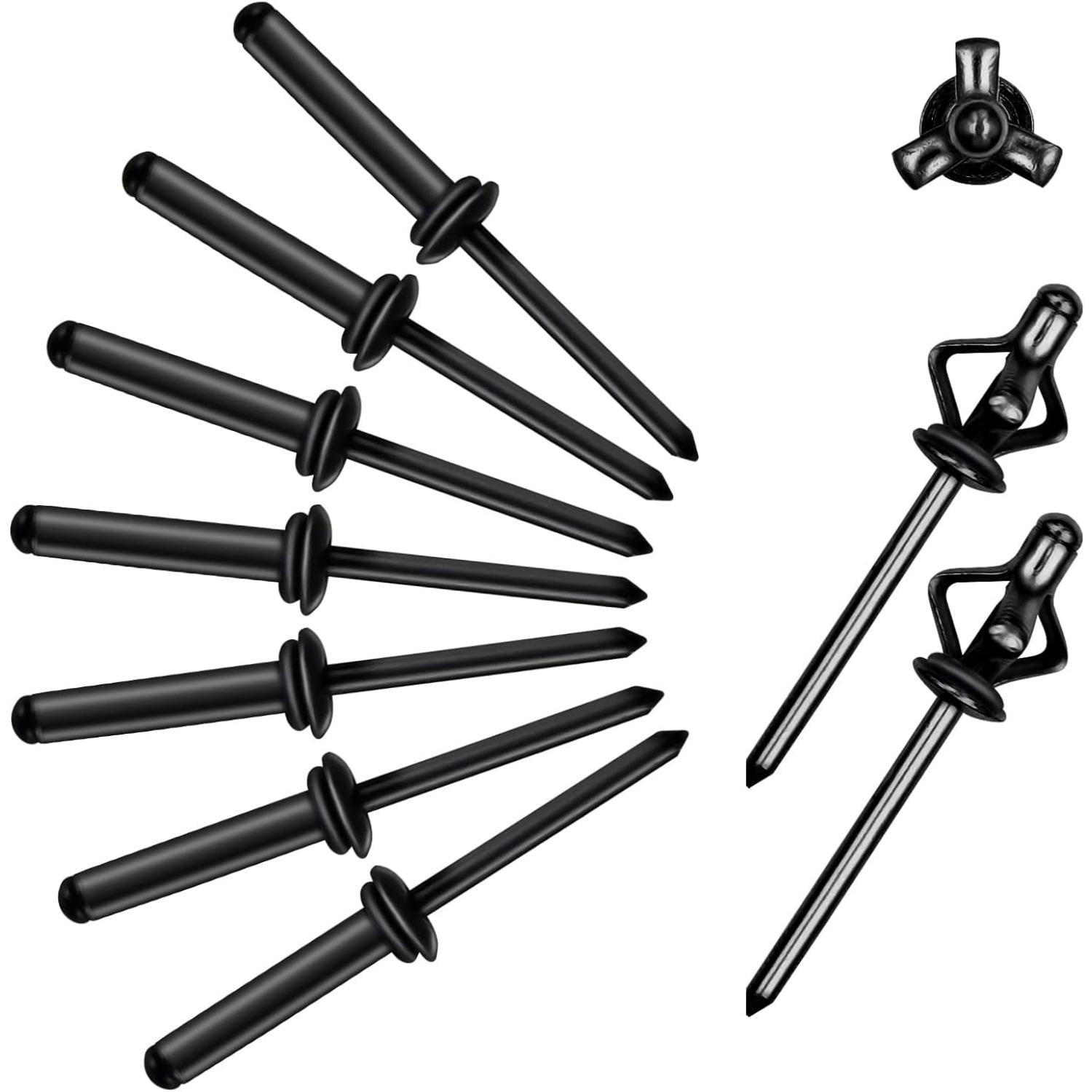 50PCS Black 3/16" x 1" Tri Grip Rivets - Tri-fold Marine Decorative Pop ...