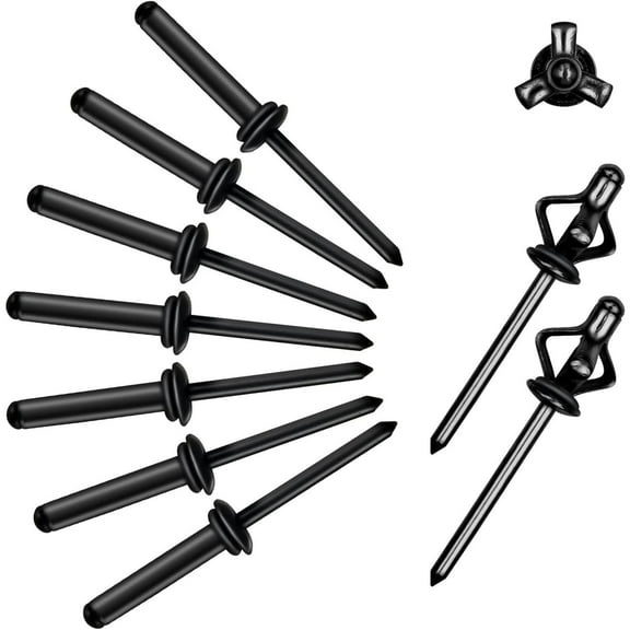50PCS Black 3/16" x 1" Tri Grip Rivets - Tri-fold Marine Decorative Pop Rivets with Waterproof O Rings,Tri-Grip Rivets for Boat Canoe,Aluminum Blind Rivets Tri Grip Boat Kayak Rivets,Trifold Rivets