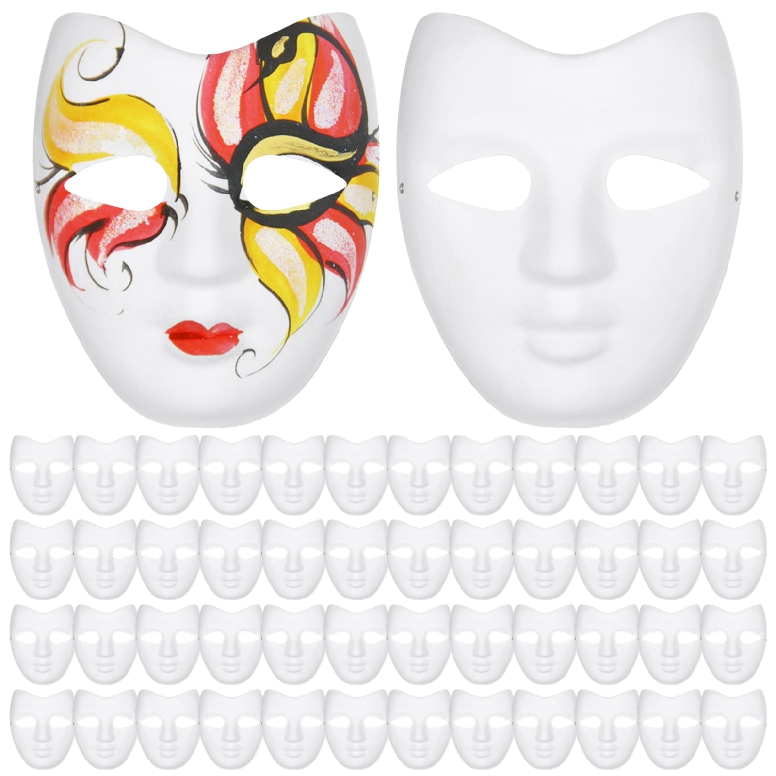 50PCS Blank White Full Masks for DIY, Smooth Surface, Creative Art for ...