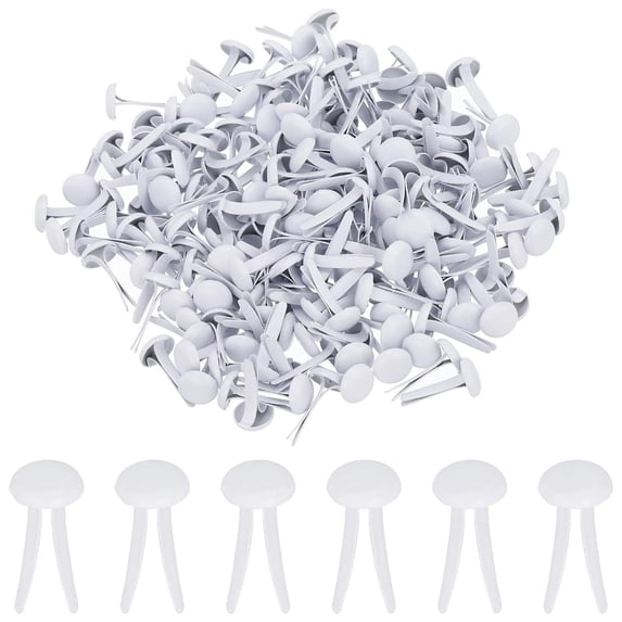 50PCS Brads Paper Fasteners, Round Fasteners Brads Mini Metal Brads for Craft Art Crafting Project Brass Fasteners Handmade Project Decorative Paper Decoration DIY Supplies,White(L)