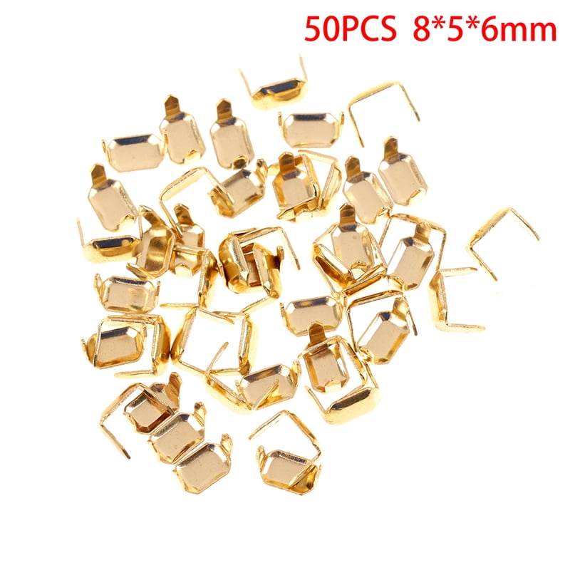 50PCS Brass Leather Staples Two Prong For Belt Loops Keeper Connect