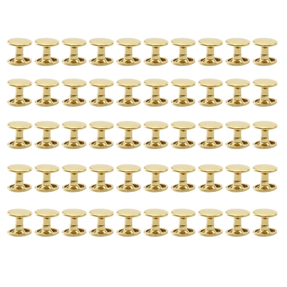 50PCS Brass Stud Rivets for Leather Crafts, Bags, Shoes, Hats
