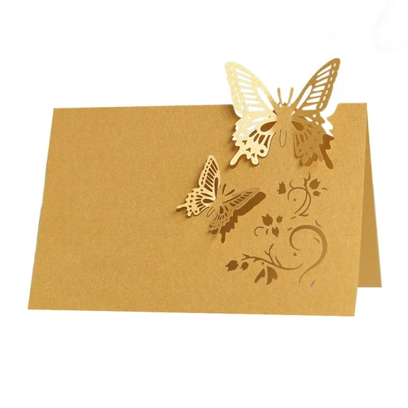 50PCS Butterfly Place Cards for Wedding and Party Decoration – Hollow Out Paper Name Cards for Table Settings, Invitation or Event Décor, Golden