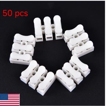 50PCS CH-3 3Pins Quick Splice Lock Wire Connectors Electrical Cable Terminals