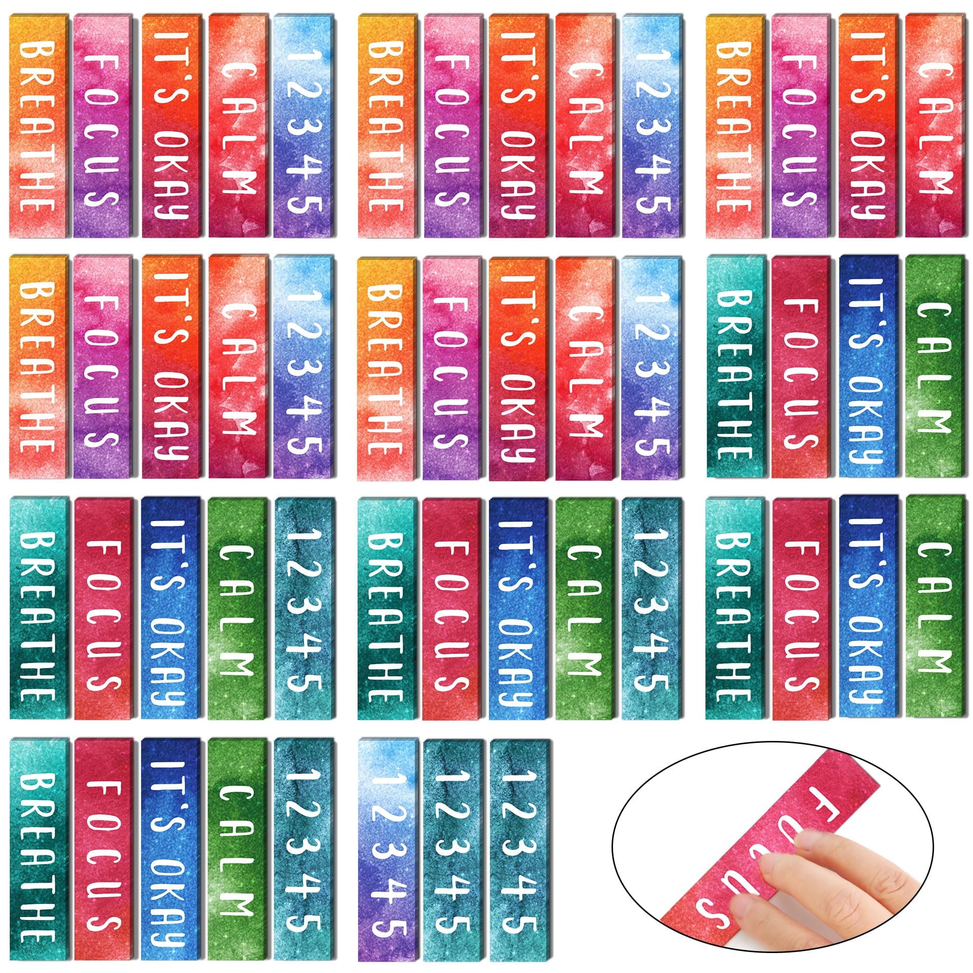 56 Pieces Calm Anxiety Sensory Stickers, 8 Styles 7 Sheets Fidget Tactile Calm Breathing Stickers Adhesives Anxiety Relief For Adults Teens Stress