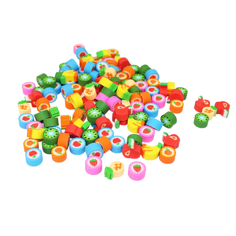 50PCS Cartoon Mini Fruits Erasers Creative Stationery Gift School