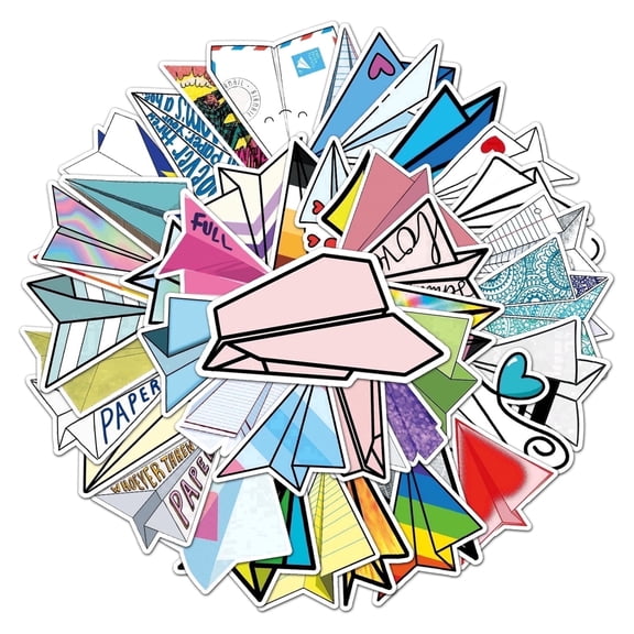 100PCS Cartoon Paper Airplane Stickers, Cute and Fun Decals, Waterproof DIY Vinyl Stickers for Laptops, Water Bottles, Notebooks, Luggage and Scrapbooks
