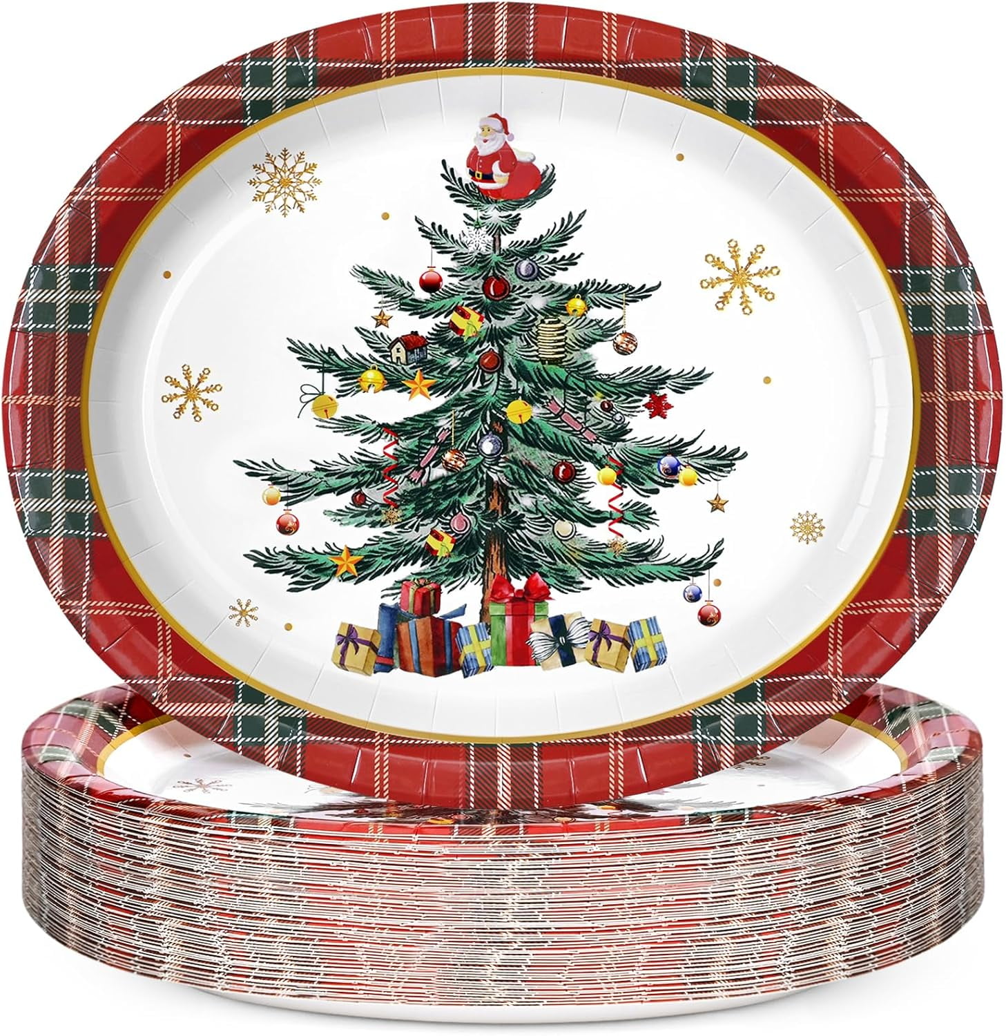 Oval Christmas Paper Plates