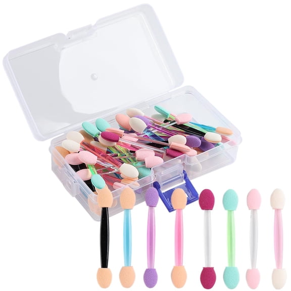 50PCS Chrome Nail Powder Applicator Brushes, Disposable Eyeshadow Applicator With Acrylic Storage Box, Nail Glitter Powder Pigment Pen Brush, Nail Art Applicator Tools