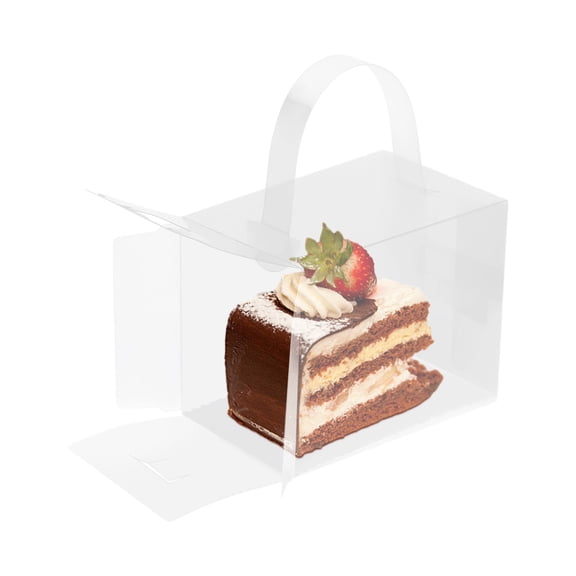 50PCS Clear Cake Box with Cake Boards 4.33" X 4.33" X 4.33" Mini Cake Boxes with Handle PET Bento Cake Box for Cakes Donuts Pies Cookies Wedding Birthday Party