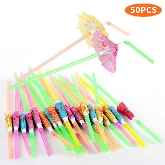 50PCS Cocktail Umbrella Straws Drinks Party Decor Supplies Paper Umbrella Straw