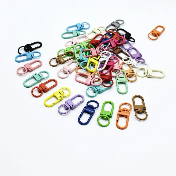 50PCS Colorful Metal Lobster Claw Clasps Lanyard Clips Swivel Snap Hooks Strap with Keys Rings for Keys Chain Findings Crafts Connector Jewelry DIY
