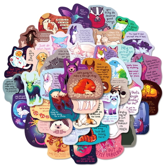 50PCS Creative Text Stickers  DIY Water Bottle, Skateboard, Phone, Laptop, Wall & Luggage Decorations