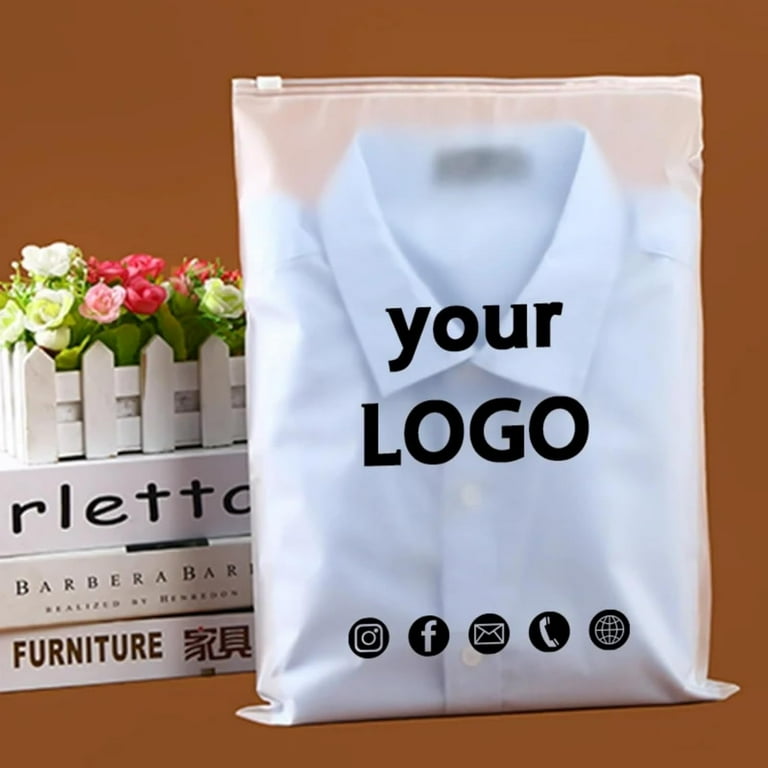 50PCS Custom Storage Frosted Zipper Bags Home Clothing Shirts Business Small Business Packaging Product Bags Print Your Own Logo Walmart