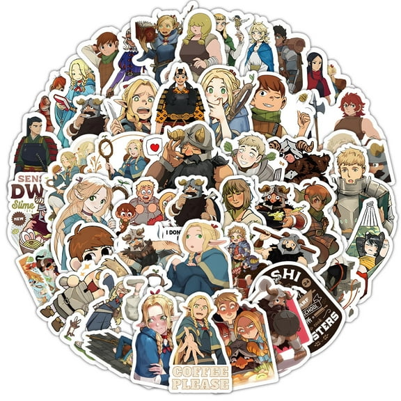 50PCS Delicious in Dungeon Stickers for Boys Girls Japanese Anime Comic Cartoon Graffiti Luggage Laptop Cell Phone Water Bottle Vinyl Waterproof Stickers (Dungeon)