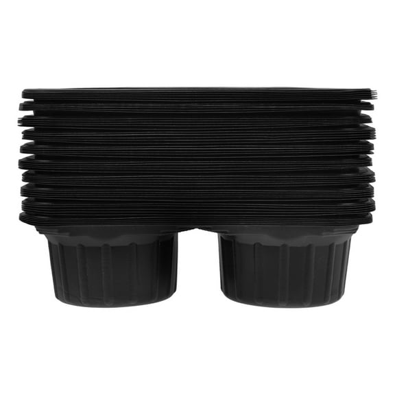 Worgeous Black Plastic Takeout Cup Carrier Tray for Holding Cups with Secure Dual Base and Sturdy Construction 50PCS